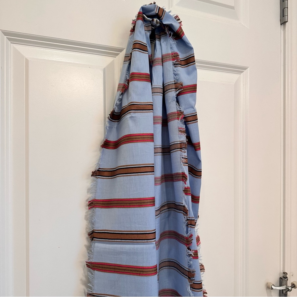 NWOT Max & Co. by Max Mara Label-cut Cotton Scarf with Stripes Size: OS Spring - Picture 4 of 10